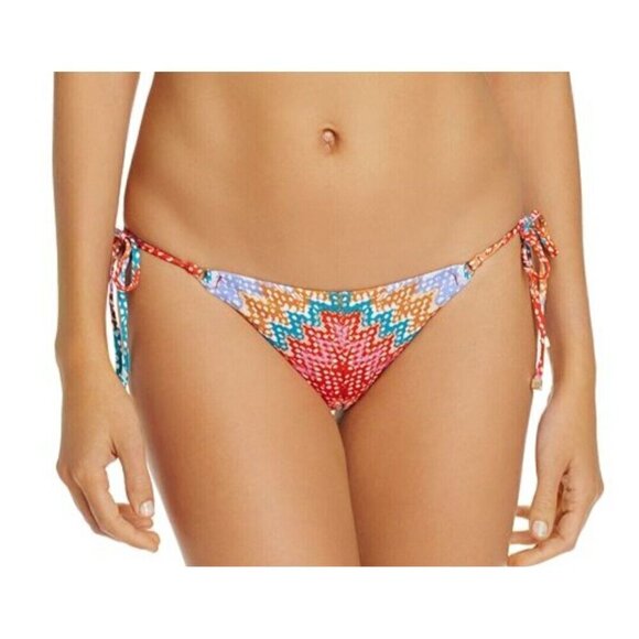 New Heidi Klum Swim Antaria Tie Side Bikini Bottoms Womens XS Chevron - Picture 1 of 6
